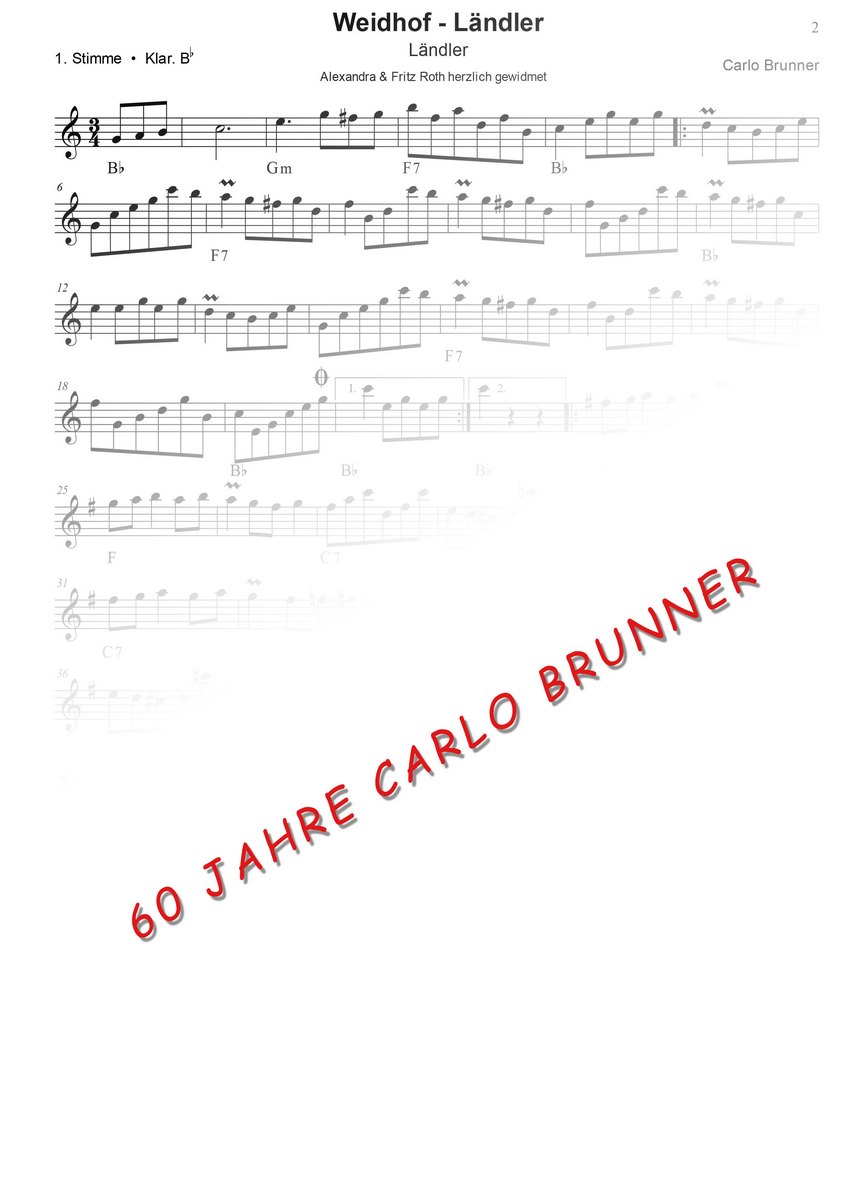 Weidhof-Ländler Notenbuch 60 Jahre Carlo Brunner / Artikel Nr. 10-55-002-DL-NB