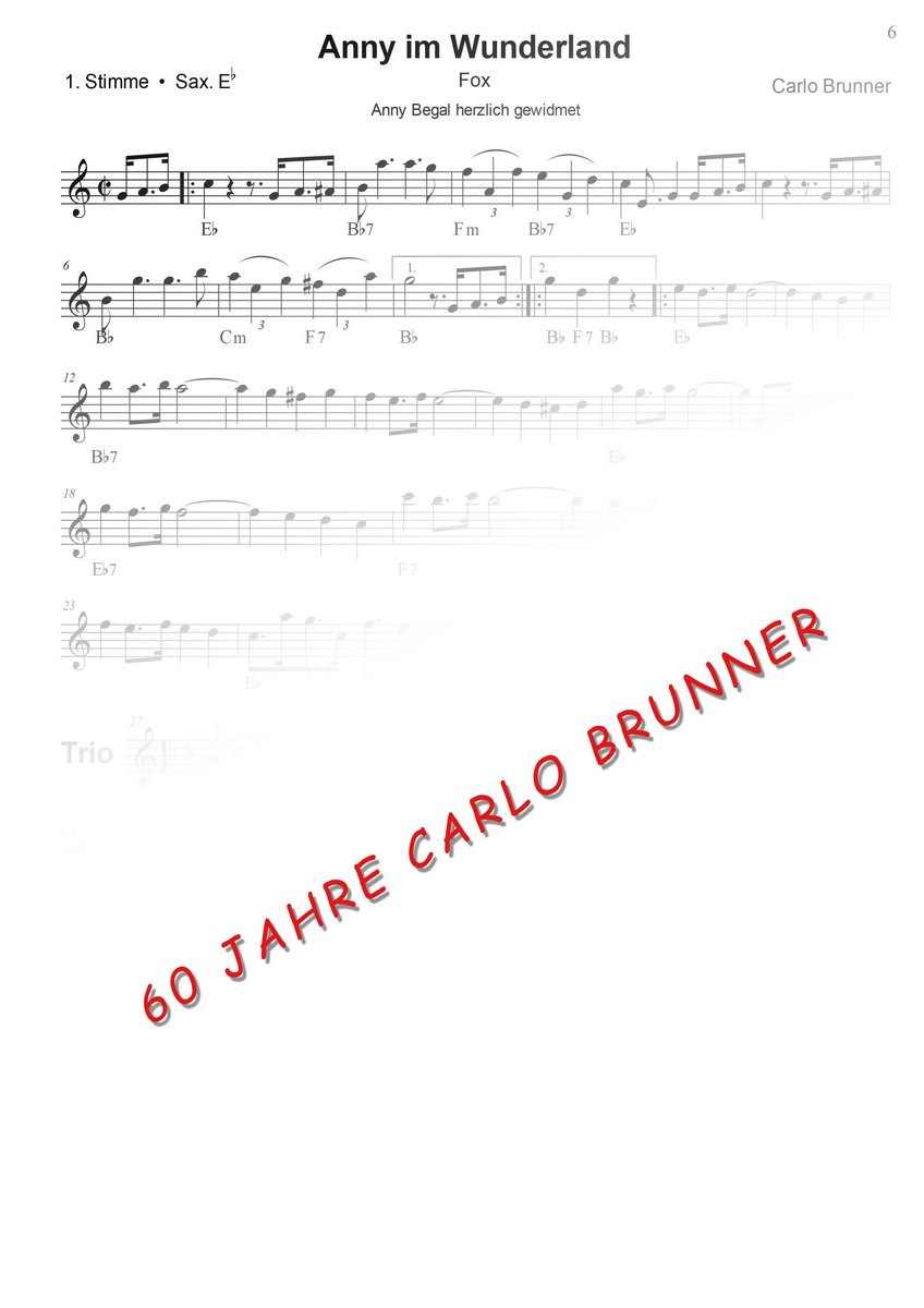 Anny im Wunderland Fox Notenbuch 60 Jahre Carlo Brunner / Artikel Nr. 10-55-006-DL-NB