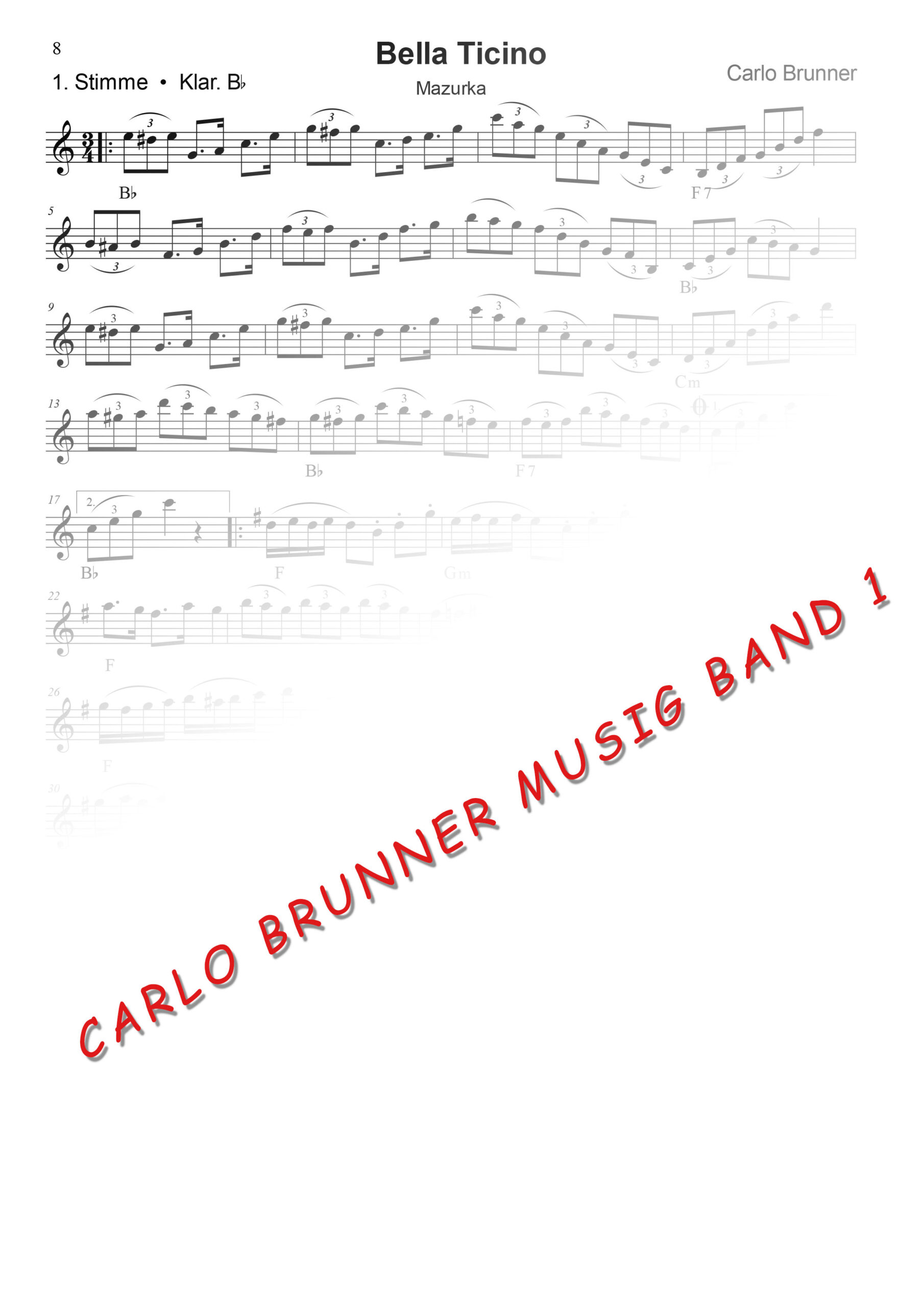 Bella Ticino Mazurka Carlo Brunner Musig Band1 / Artikel Nr. 61-55-006-DL-NB