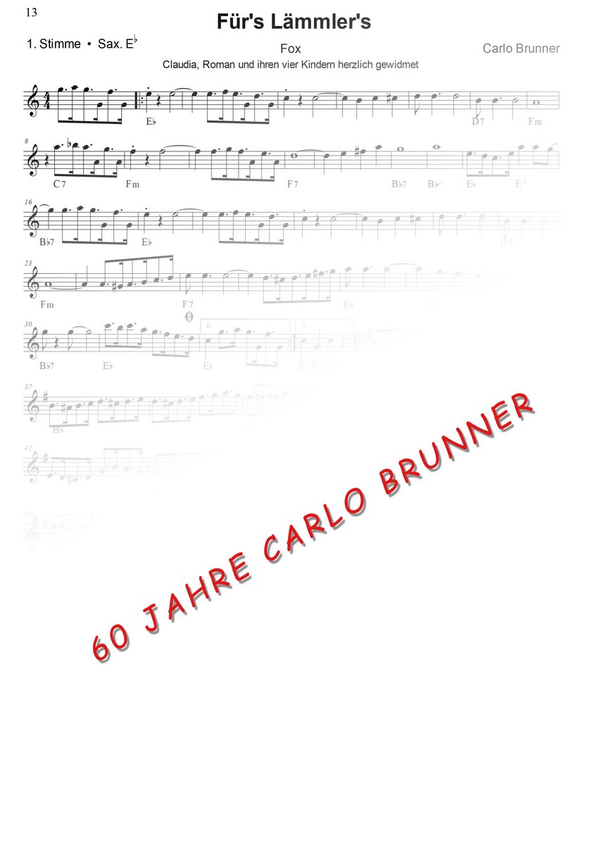 Fürs Lämmlers Fox Notenbuch 60 Jahre Carlo Brunner / Artikel Nr. 10-55-013-DL-NB