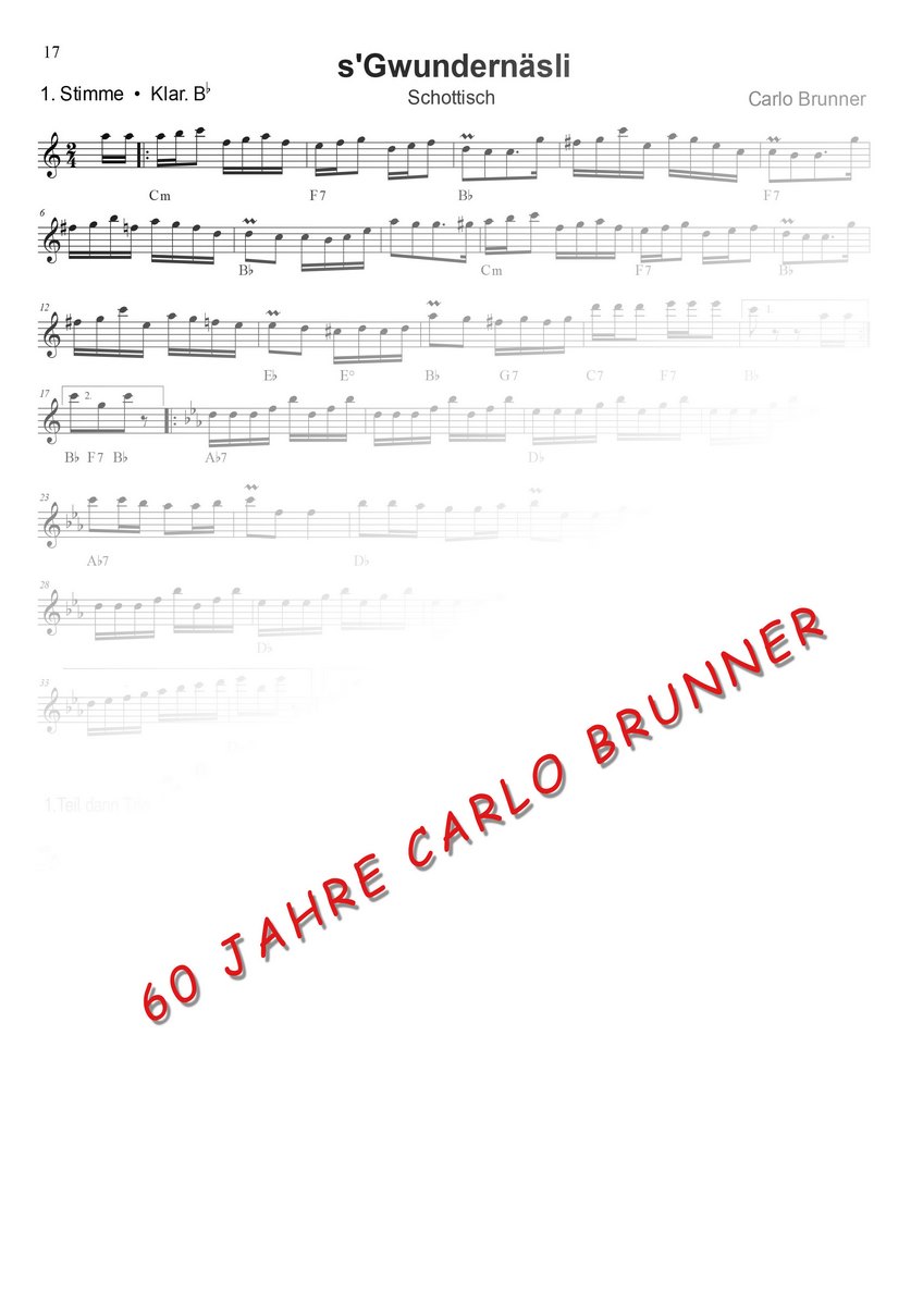 s Gwundernäsli Schottisch Notenbuch 60 Jahre Carlo Brunner / Artikel Nr. 10-55-017-DL-NB