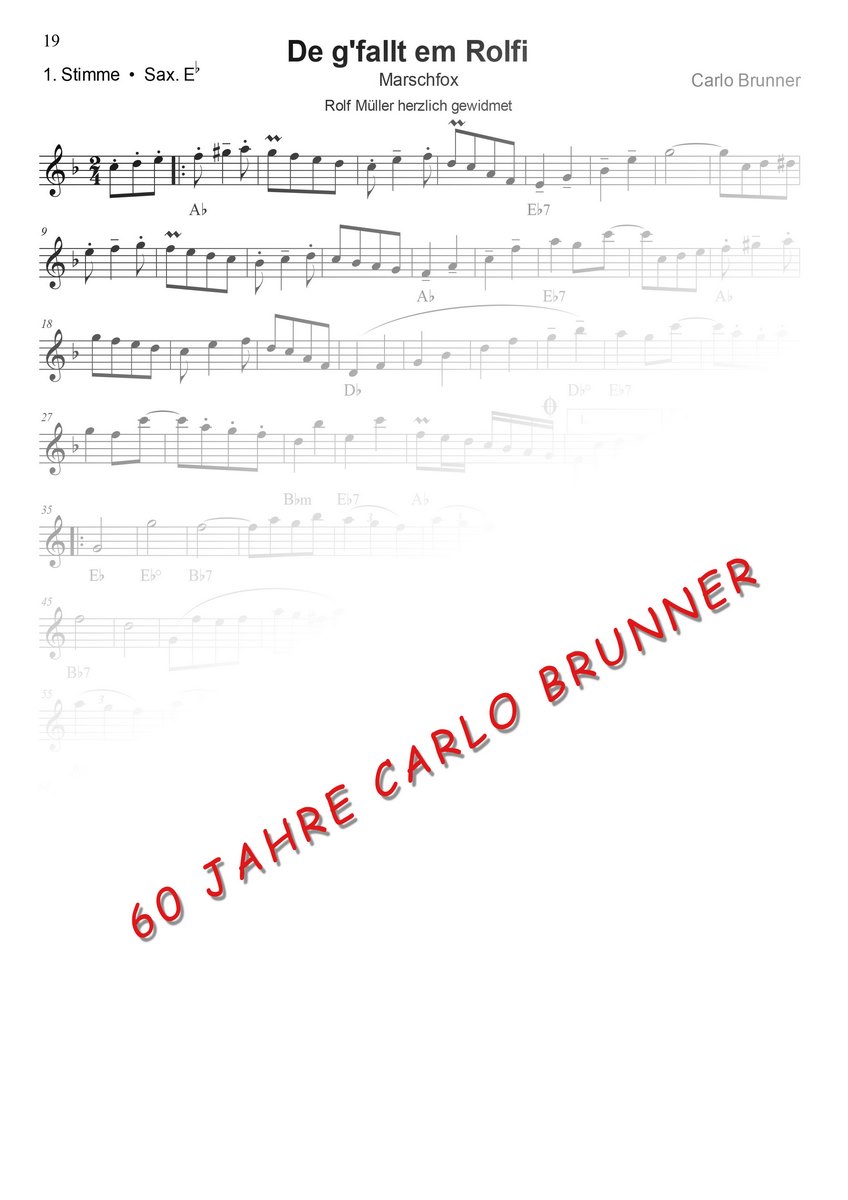 De gfallt em Rolfi Marsch-Fox Notenbuch 60 Jahre Carlo Brunner / Artikel Nr. 10-55-019-DL-NB