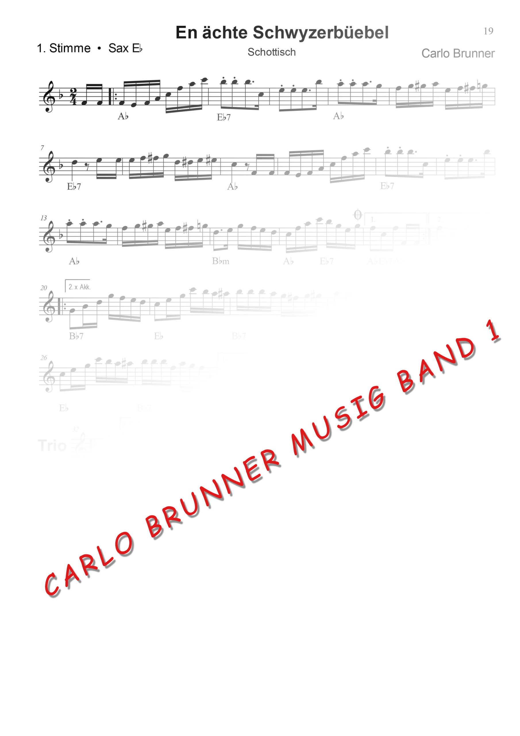 En ächte Schwyzerbüebel Schottisch Carlo Brunner Musig Band1 / Artikel Nr. 61-55-015-DL-NB
