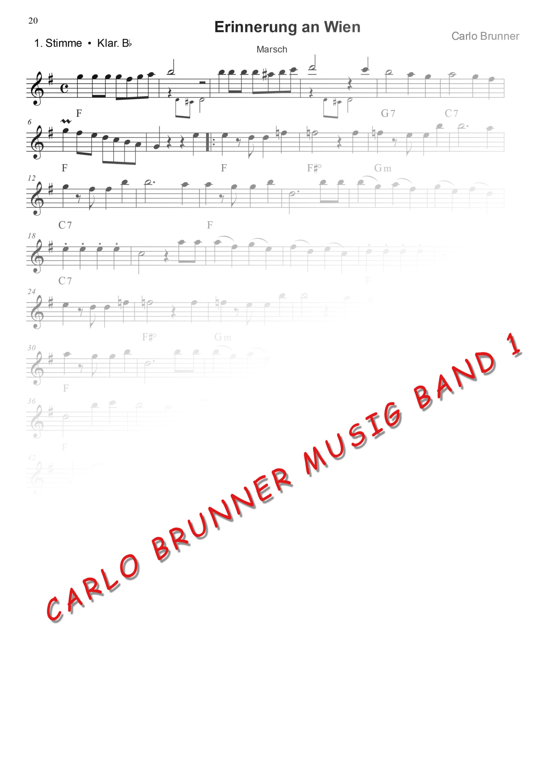 Erinnerung an Wien Marsch Carlo Brunner Musig Band1 / Artikel Nr. 61-55-016-DL-NB