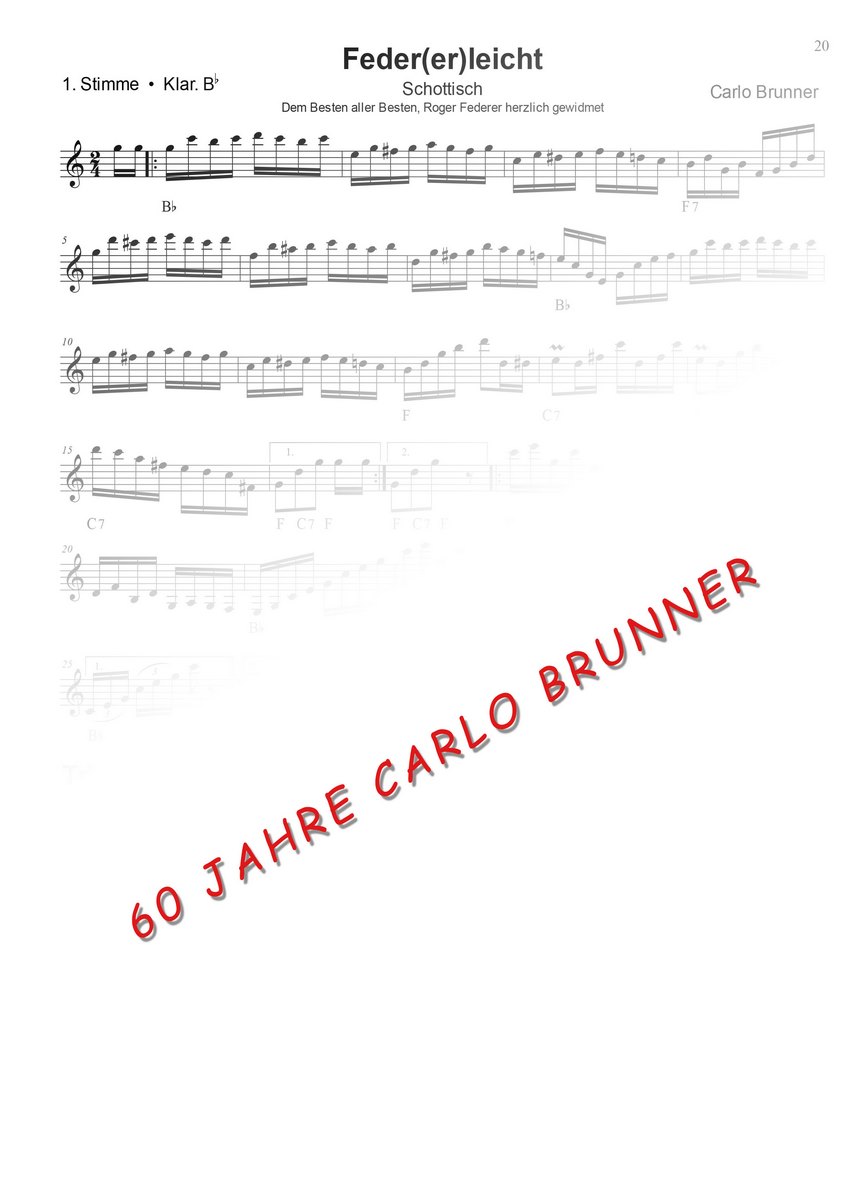 Feder(er)leicht Schottisch Notenbuch 60 Jahre Carlo Brunner / Artikel Nr. 10-55-020-DL-NB