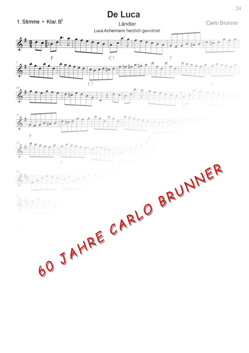 De Luca Ländler Notenbuch 60 Jahre Carlo Brunner / Artikel Nr. 10-55-024-DL-NB