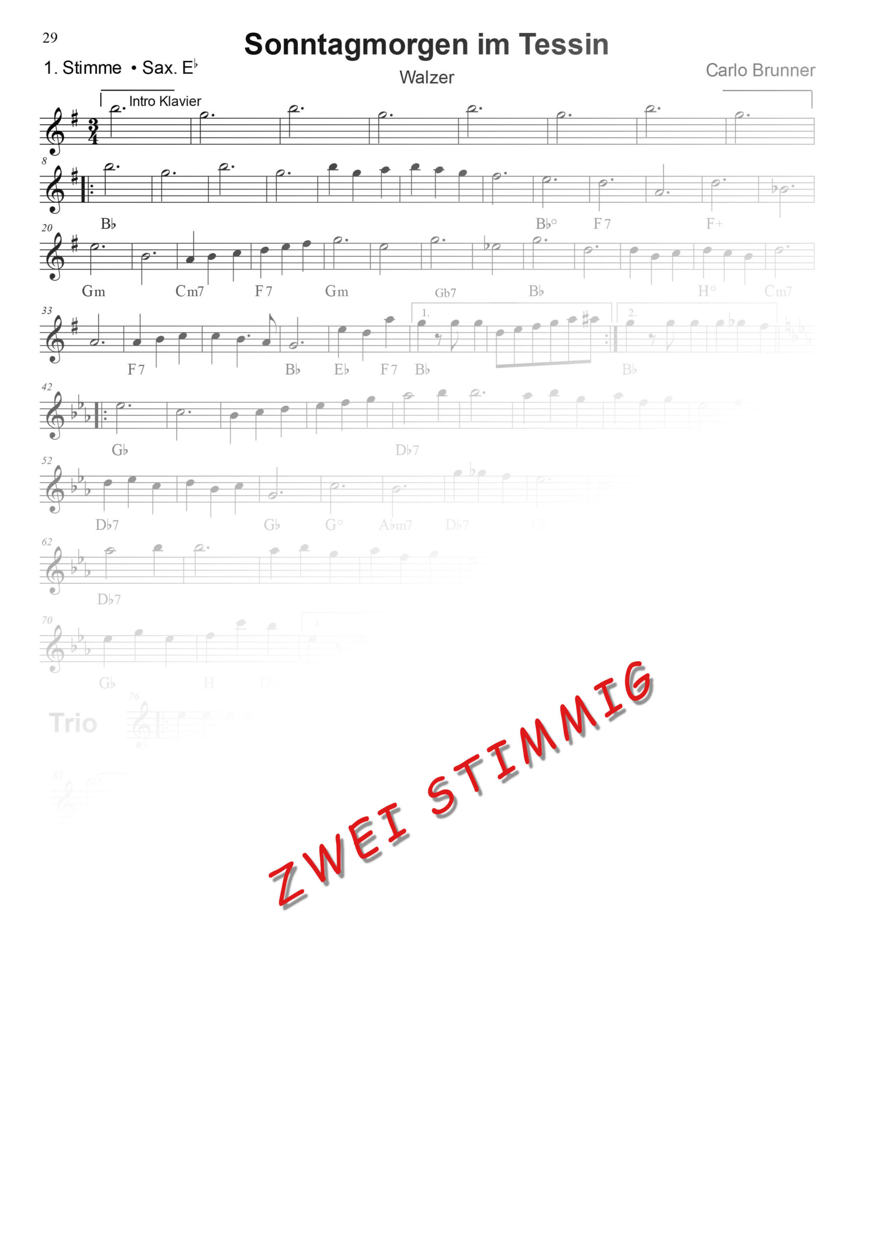 Sonntagmorgen im Tessin Walzer 1+2. Stimme Notenbuch Zweistimmig / Artikelnummer: 50-55-015-DL-NB